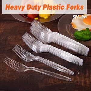 Liacere 360 Pieces Clear Plastic Forks - Heavyweight Disposable Forks - 6.7inch Heavy Duty Clear Cutlery - Plastic Utensils - Perfect for Parties and Restaurants