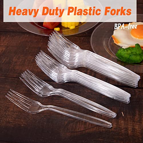 Liacere 360 Pieces Clear Plastic Forks - Heavyweight Disposable Forks - 6.7inch Heavy Duty Clear Cutlery - Plastic Utensils - Perfect for Parties and Restaurants