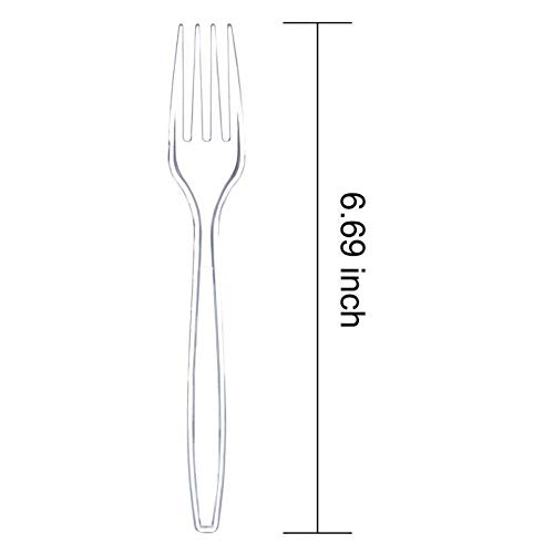 Liacere 360 Pieces Clear Plastic Forks - Heavyweight Disposable Forks - 6.7inch Heavy Duty Clear Cutlery - Plastic Utensils - Perfect for Parties and Restaurants