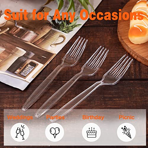 Liacere 360 Pieces Clear Plastic Forks - Heavyweight Disposable Forks - 6.7inch Heavy Duty Clear Cutlery - Plastic Utensils - Perfect for Parties and Restaurants