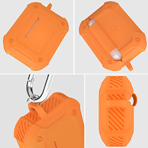 ATUAT for AirPods Pro 1st/2nd Generation Case Cover, Full Rugged Protective Silicone Case Accessories with Keychain for Apple AirPods Pro, Front LED Visible, Bright Orange