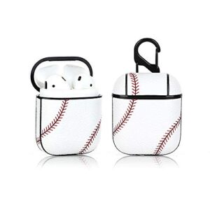 lewote airpods leather case funny cute cover compatible for apple airpods 1&2[best gift for girls boys or couples] (baseball)