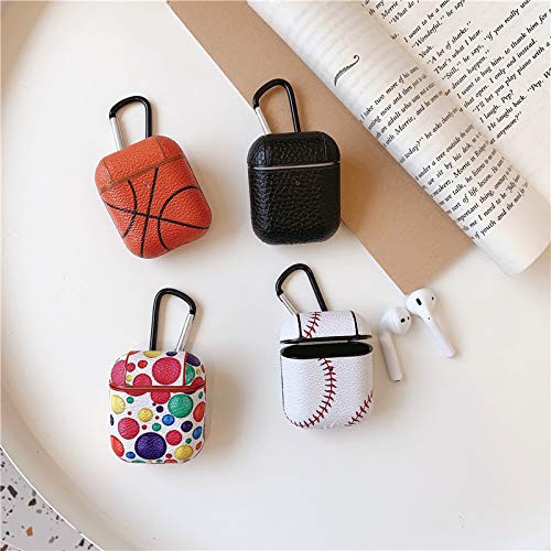 LEWOTE Airpods Leather Case Funny Cute Cover Compatible for Apple Airpods 1&2[Best Gift for Girls Boys or Couples] (Baseball)