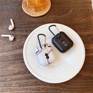 LEWOTE Airpods Leather Case Funny Cute Cover Compatible for Apple Airpods 1&2[Best Gift for Girls Boys or Couples] (Baseball)