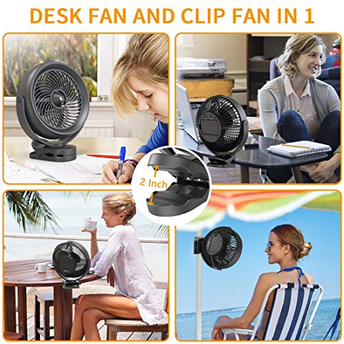 KOONIE 10000mAh Battery Operated Misting Fan with Clip, 8-Inch Mist Fan for Desk, Detachable Battery, 3 Speeds, 2 Mist Modes with 200ml Tank, 48 Hours Working Time for Home Stroller Office and Outdoor