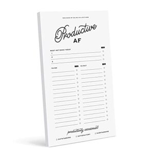 bliss collections to do list notepad, productive af, magnetic weekly and daily planner for organizing and tracking grocery lists, appointments, reminders, priorities and notes, 4.5"x7.5" (50 sheets)
