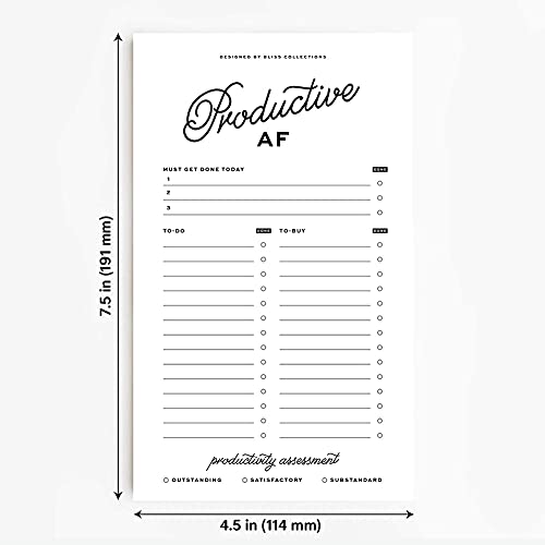 Bliss Collections To Do List Notepad, Productive AF, Magnetic Weekly and Daily Planner for Organizing and Tracking Grocery Lists, Appointments, Reminders, Priorities and Notes, 4.5"x7.5" (50 Sheets)