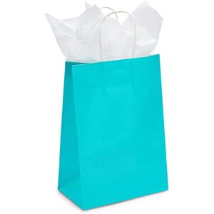 Sparkle and Bash Medium Teal Gift Bags with Handles for Party Favors, Merchandise Bags (36 Pack)