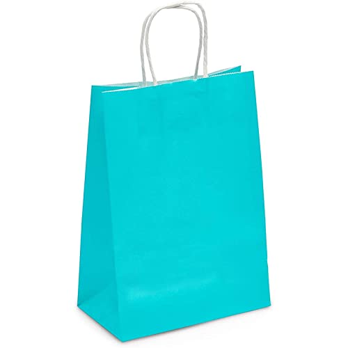 Sparkle and Bash Medium Teal Gift Bags with Handles for Party Favors, Merchandise Bags (36 Pack)