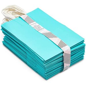 Sparkle and Bash Medium Teal Gift Bags with Handles for Party Favors, Merchandise Bags (36 Pack)