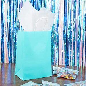 Sparkle and Bash Medium Teal Gift Bags with Handles for Party Favors, Merchandise Bags (36 Pack)