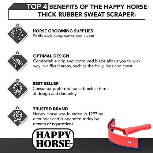 HARRIS Happy Horse Horse Supplies, Thick Rubber Sweat Scraper (Red)