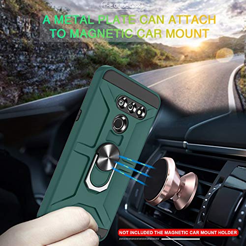 G8 ThinQ Case, G8 Case with HD Screen Protector, Atump 360° Rotation Ring Holder Kickstand [Work with Magnetic Car Mount] PC+ TPU Phone Case for LG G8, Midnight Green