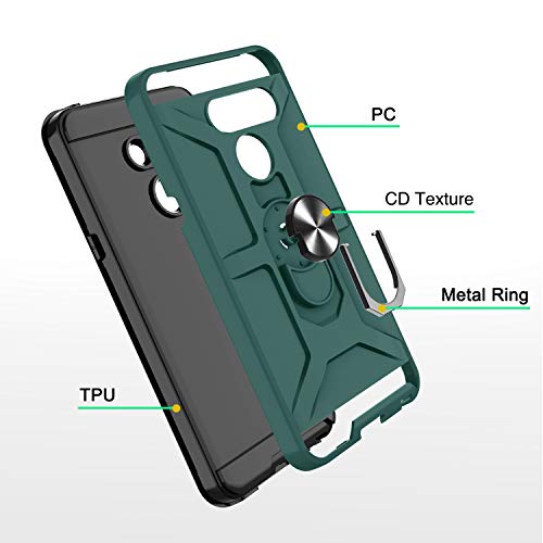 G8 ThinQ Case, G8 Case with HD Screen Protector, Atump 360° Rotation Ring Holder Kickstand [Work with Magnetic Car Mount] PC+ TPU Phone Case for LG G8, Midnight Green