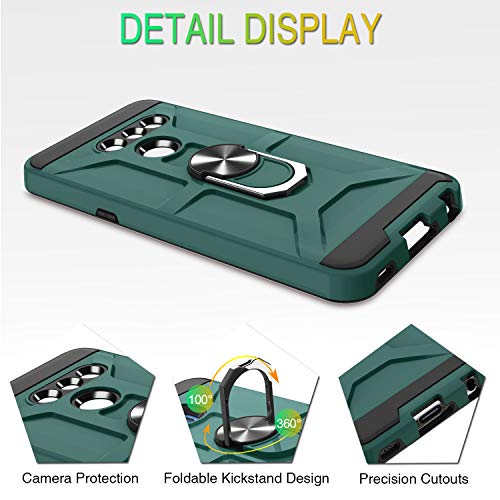 G8 ThinQ Case, G8 Case with HD Screen Protector, Atump 360° Rotation Ring Holder Kickstand [Work with Magnetic Car Mount] PC+ TPU Phone Case for LG G8, Midnight Green