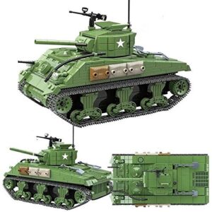 general jim's world war 2 m4 sherman model military army tank toy brick building set - building blocks tank kit