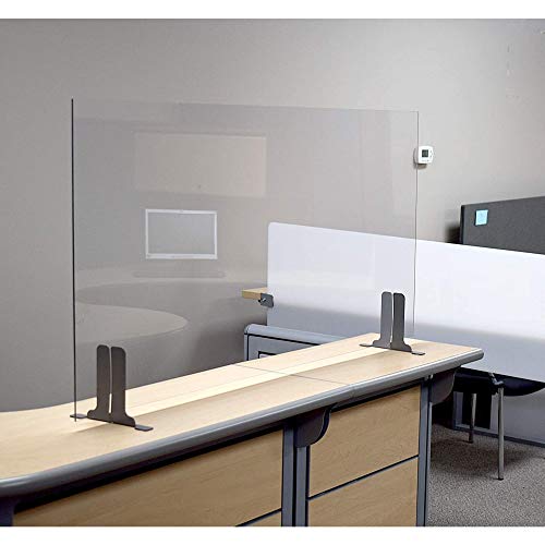 AMOF Freestanding Commercial Grade Desk, Table, Counter Top Partition Clear Acrylic Sneeze Guard Personal Protection Shield - 30"W x 24"H, 1 Pack (ZHDS3024TT)