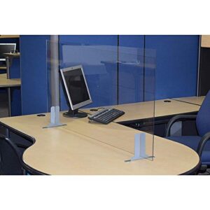 AMOF Freestanding Commercial Grade Desk, Table, Counter Top Partition Clear Acrylic Sneeze Guard Personal Protection Shield - 30"W x 24"H, 1 Pack (ZHDS3024TT)