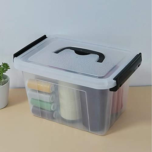 Bringer 3 Quart 6-Pack Clear Plastic Storage Boxes, Latch Box with Black Handle