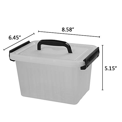 Bringer 3 Quart 6-Pack Clear Plastic Storage Boxes, Latch Box with Black Handle