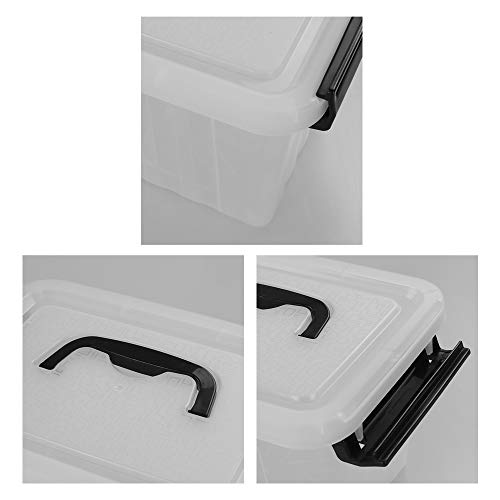 Bringer 3 Quart 6-Pack Clear Plastic Storage Boxes, Latch Box with Black Handle