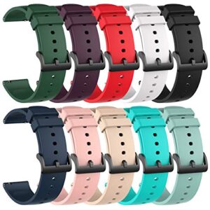chofit 10 pack silicone bands compatible with amazfit gts/gts2/ gts 3/gts 2e/gts 2 mini/gts 4 mini/gts 4/gtr mini, 20mm band replacement quick release watch straps for amazfit bip u pro/bip/bip lite/bip s/bip s lite/bip u/bip 3/bip 3 pro