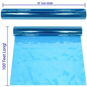 Cellophane Wrap Roll Blue | 100’ Ft. Long X 16” in. Wide | 2.3 Mil Thick Transparent Blue | Gifts, Baskets, Treats, Cellophane Wrapping Paper | Colorful Cello, Baby Shower Decorations| by Anapoliz