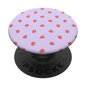 strawberries kawaii cute pastel lavender purple aesthetic popsockets popgrip: swappable grip for phones & tablets