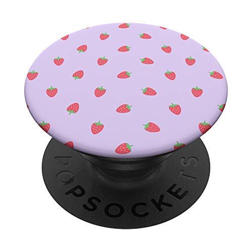 Strawberries Kawaii Cute Pastel Lavender Purple Aesthetic PopSockets PopGrip: Swappable Grip for Phones & Tablets