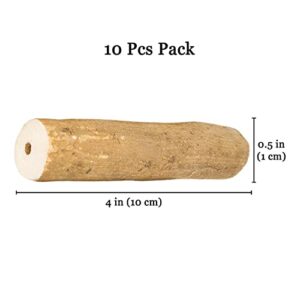 Meric Sola Sticks with Skin, Round Wood Ideal for Chewing, Foraging and Foot Toy for Parrots, Grooms Beak & Nails, Keeps Birds in Good Behavior & Physically Fit, 10 Pieces per Pack