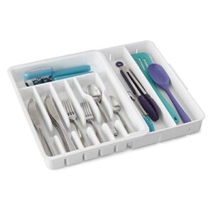 youcopia expandable utensil tray drawerfit organizer, white.