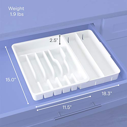 YouCopia Expandable Utensil Tray DrawerFit Organizer, White.