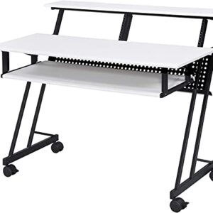 Acme Furniture Suitor Music Recording Studio Desk, 47 x 28 x 38, White & Black