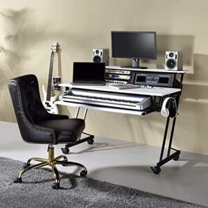 Acme Furniture Suitor Music Recording Studio Desk, 47 x 28 x 38, White & Black