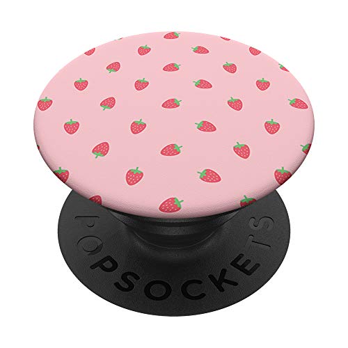 Strawberries Pink Kawaii Cute Cottagecore Aesthetic PopSockets PopGrip: Swappable Grip for Phones & Tablets