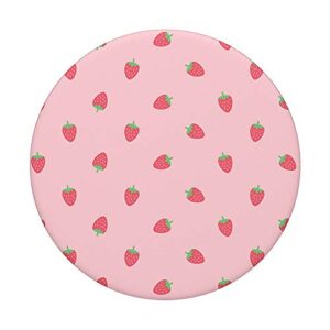 Strawberries Pink Kawaii Cute Cottagecore Aesthetic PopSockets PopGrip: Swappable Grip for Phones & Tablets