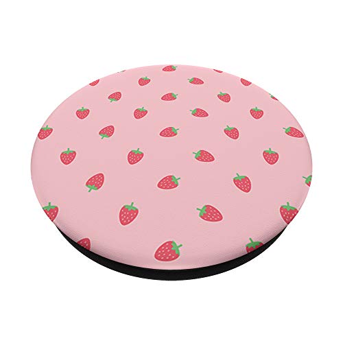 Strawberries Pink Kawaii Cute Cottagecore Aesthetic PopSockets PopGrip: Swappable Grip for Phones & Tablets