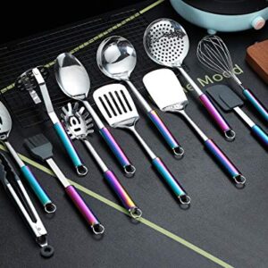 Kitchen Utensils Set, 12 Pieces Cooking Utensils Set With Rainbow Handle, Rainbow Handle Kitchen Tools Set For Non-Stick Cookware, Kitchen Gadgets Pack of 12(Colorful)