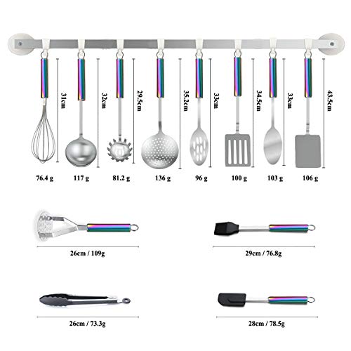 Kitchen Utensils Set, 12 Pieces Cooking Utensils Set With Rainbow Handle, Rainbow Handle Kitchen Tools Set For Non-Stick Cookware, Kitchen Gadgets Pack of 12(Colorful)