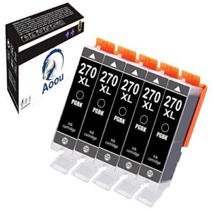 270 ink cartridges, aoou 5 pack compatible pgi-270xl pgi-270 xl pgi270xl pgi 270 xl ink cartridge for canon pixma mg6821 ts6020 mg6820 mg5720 mg5721 mg5722 ts5020 ts8020 ts9020 mg7720 printe (5 large
