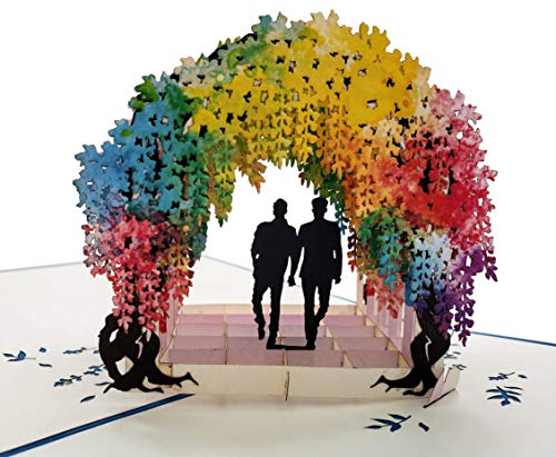 iGifts And Cards Gay Rainbow Wisteria Flower Tunnel 3D Pop Up Greeting Card - Romantic, Engagement, Anniversary, Wedding, Pride, Lovers, Grooms, LGBT