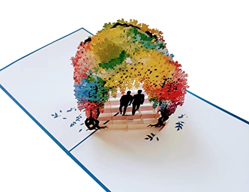 iGifts And Cards Gay Rainbow Wisteria Flower Tunnel 3D Pop Up Greeting Card - Romantic, Engagement, Anniversary, Wedding, Pride, Lovers, Grooms, LGBT