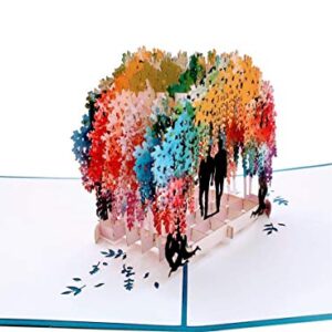 iGifts And Cards Gay Rainbow Wisteria Flower Tunnel 3D Pop Up Greeting Card - Romantic, Engagement, Anniversary, Wedding, Pride, Lovers, Grooms, LGBT