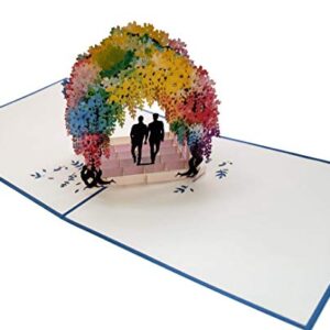 iGifts And Cards Gay Rainbow Wisteria Flower Tunnel 3D Pop Up Greeting Card - Romantic, Engagement, Anniversary, Wedding, Pride, Lovers, Grooms, LGBT