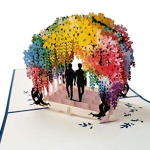 iGifts And Cards Gay Rainbow Wisteria Flower Tunnel 3D Pop Up Greeting Card - Romantic, Engagement, Anniversary, Wedding, Pride, Lovers, Grooms, LGBT