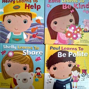 katie learns to be kind, paul learns to be polite, shelly learns to share and henry learns to help board books bundle of 4