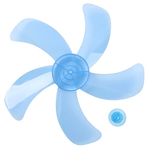 dPois Plastic Fan Blade Leaves Universal Household Standing Pedestal Fan Table Fanner Replacement Part with Nut Cover Sky Blue 16 Inch