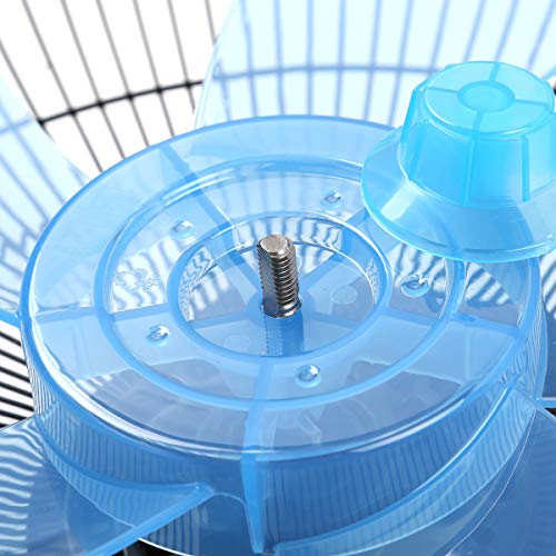 dPois Plastic Fan Blade Leaves Universal Household Standing Pedestal Fan Table Fanner Replacement Part with Nut Cover Sky Blue 16 Inch