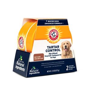 arm & hammer for pets dip & brush tartar control enzymatic toothpaste kit | easy to use tartar control dog dental care kit | beef flavored dog toothpaste in fresh mint scent