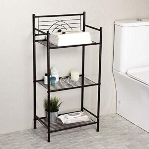 l&h unico 3-tier free standing wire rack durable metal shelving storage unit for bathroom laundry kitchen office, black